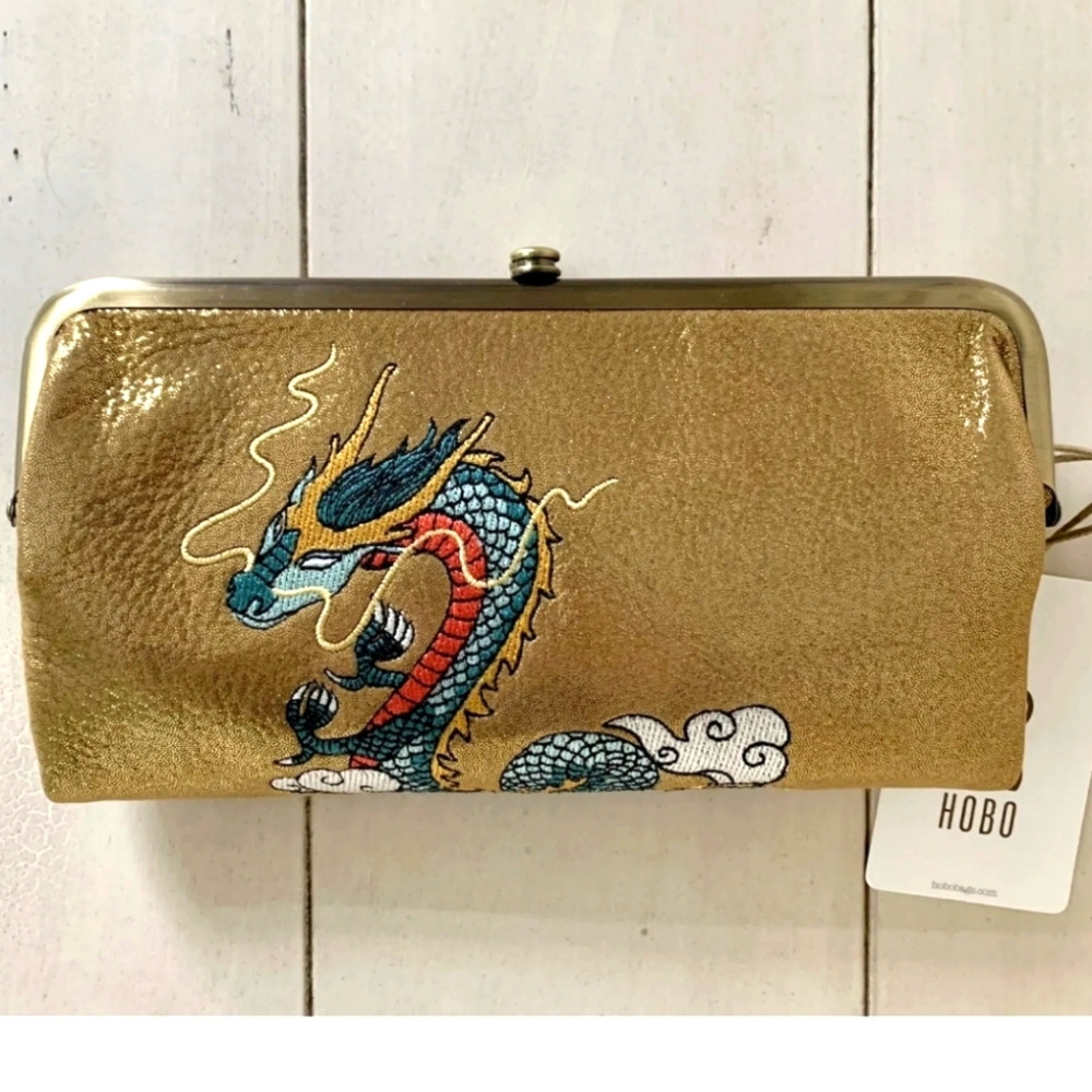 NWT Hobo Lauren Shimmer Embroidered Dragon Clutch Wallet 30 Anniversary Edition
